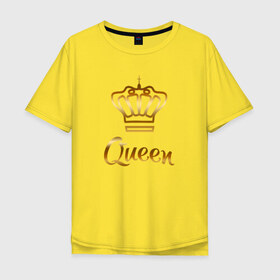 Мужская футболка хлопок Oversize с принтом Queen , 100% хлопок | свободный крой, круглый ворот, “спинка” длиннее передней части | king | queen | короли | корона | легенда