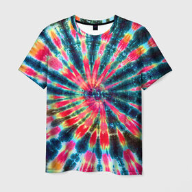 Мужская футболка 3D с принтом Tie dye , 100% полиэфир | прямой крой, круглый вырез горловины, длина до линии бедер | tie dye