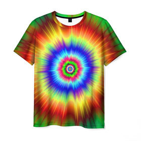 Мужская футболка 3D с принтом Tie dye , 100% полиэфир | прямой крой, круглый вырез горловины, длина до линии бедер | tie dye
