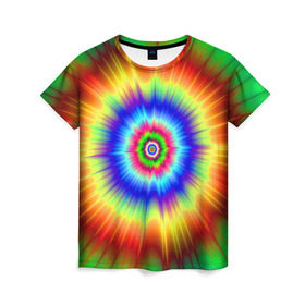 Женская футболка 3D с принтом Tie dye , 100% полиэфир ( синтетическое хлопкоподобное полотно) | прямой крой, круглый вырез горловины, длина до линии бедер | tie dye