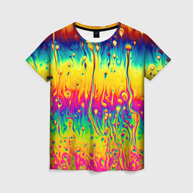 Женская футболка 3D с принтом Tie dye , 100% полиэфир ( синтетическое хлопкоподобное полотно) | прямой крой, круглый вырез горловины, длина до линии бедер | tie dye