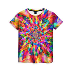 Женская футболка 3D с принтом Tie dye , 100% полиэфир ( синтетическое хлопкоподобное полотно) | прямой крой, круглый вырез горловины, длина до линии бедер | орнамент | узор