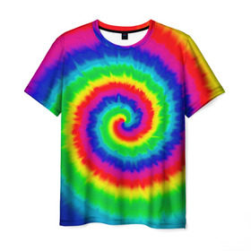 Мужская футболка 3D с принтом Tie dye , 100% полиэфир | прямой крой, круглый вырез горловины, длина до линии бедер | tie dye