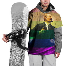 Накидка на куртку 3D с принтом Радужный Ленин , 100% полиэстер |  | lenin | гомо | ильич | ленин | радуга | ретро | ссср | товарищ