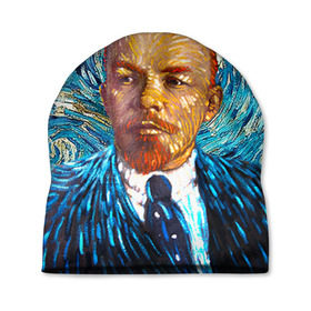 Шапка 3D с принтом Ленин по мотивам Ван Гога , 100% полиэстер | универсальный размер, печать по всей поверхности изделия | lenin | ван гог | ильич | ленин | ретро | ссср | товарищ