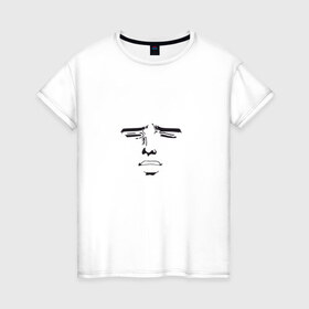 Женская футболка хлопок с принтом Аниме лицо , 100% хлопок | прямой крой, круглый вырез горловины, длина до линии бедер, слегка спущенное плечо | 