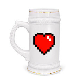 Кружка пивная с принтом Minecraft сердце ,  керамика (Материал выдерживает высокую температуру, стоит избегать резкого перепада температур) |  объем 630 мл | Тематика изображения на принте: minecraft | minecraft сердцесердце | игра | майнкрафт.