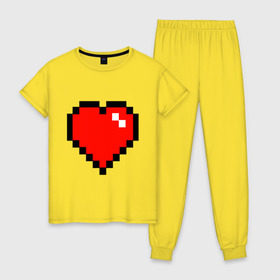 Женская пижама хлопок с принтом Minecraft сердце , 100% хлопок | брюки и футболка прямого кроя, без карманов, на брюках мягкая резинка на поясе и по низу штанин | minecraft | minecraft сердцесердце | игра | майнкрафт.