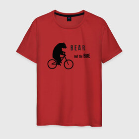 Мужская футболка хлопок с принтом Мишка на велосипеде , 100% хлопок | прямой крой, круглый вырез горловины, длина до линии бедер, слегка спущенное плечо. | Тематика изображения на принте: 