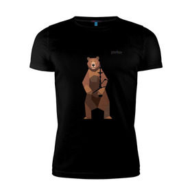 Мужская футболка премиум с принтом Медведь Plan B №2 (чёрный) , 92% хлопок, 8% лайкра | приталенный силуэт, круглый вырез ворота, длина до линии бедра, короткий рукав | Тематика изображения на принте: planb | кальян | медведь | на макете изображен бурый медведь с кальяном | планб