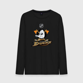 Мужской лонгслив хлопок с принтом Anaheim Ducks (Black) , 100% хлопок |  | anaheim ducks | nhl | спорт | хоккей