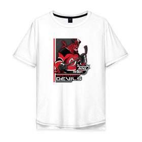 Мужская футболка хлопок Oversize с принтом New Jersey Devils , 100% хлопок | свободный крой, круглый ворот, “спинка” длиннее передней части | Тематика изображения на принте: new jersey devils | nhl | спорт | хоккей