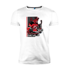 Мужская футболка премиум с принтом New Jersey Devils , 92% хлопок, 8% лайкра | приталенный силуэт, круглый вырез ворота, длина до линии бедра, короткий рукав | Тематика изображения на принте: new jersey devils | nhl | спорт | хоккей