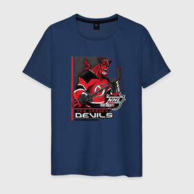 Мужская футболка хлопок с принтом New Jersey Devils , 100% хлопок | прямой крой, круглый вырез горловины, длина до линии бедер, слегка спущенное плечо. | new jersey devils | nhl | спорт | хоккей