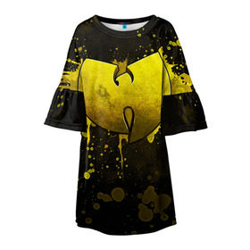 Детское платье 3D с принтом Wu-Tang Clan , 100% полиэстер | прямой силуэт, чуть расширенный к низу. Круглая горловина, на рукавах — воланы | Тематика изображения на принте: хип хоп