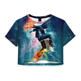 Женская футболка 3D укороченная с принтом Hip hop , 100% полиэстер | круглая горловина, длина футболки до линии талии, рукава с отворотами | хип хоп