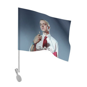 Флаг для автомобиля с принтом Eminem , 100% полиэстер | Размер: 30*21 см | eminem | music | rap | музыка | реп | эминем