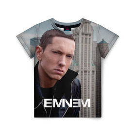 Детская футболка 3D с принтом Eminem , 100% гипоаллергенный полиэфир | прямой крой, круглый вырез горловины, длина до линии бедер, чуть спущенное плечо, ткань немного тянется | eminem | music | rap | музыка | реп | эминем