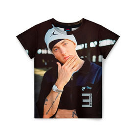 Детская футболка 3D с принтом Eminem , 100% гипоаллергенный полиэфир | прямой крой, круглый вырез горловины, длина до линии бедер, чуть спущенное плечо, ткань немного тянется | eminem | music | rap | музыка | реп | эминем
