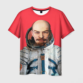 Мужская футболка 3D с принтом Ленин космонавт , 100% полиэфир | прямой крой, круглый вырез горловины, длина до линии бедер | lenin | ильич | космонавт | космос | ленин | ретро | ссср | товарищ