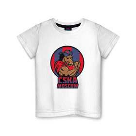 Детская футболка хлопок с принтом ЦСКА Москва , 100% хлопок | круглый вырез горловины, полуприлегающий силуэт, длина до линии бедер | 