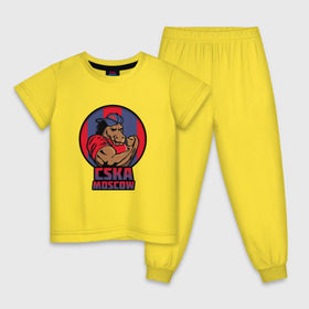 Детская пижама хлопок с принтом ЦСКА Москва , 100% хлопок |  брюки и футболка прямого кроя, без карманов, на брюках мягкая резинка на поясе и по низу штанин
 | 
