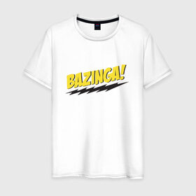 Мужская футболка хлопок с принтом Bazinga , 100% хлопок | прямой крой, круглый вырез горловины, длина до линии бедер, слегка спущенное плечо. | Тематика изображения на принте: шелдон