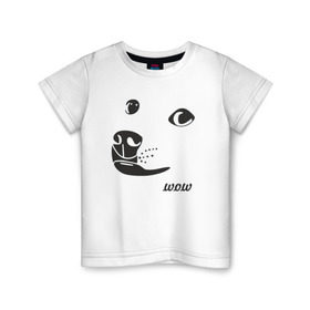 Детская футболка хлопок с принтом doge wow , 100% хлопок | круглый вырез горловины, полуприлегающий силуэт, длина до линии бедер | doge wow собака воу вау дог