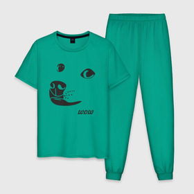 Мужская пижама хлопок с принтом doge wow , 100% хлопок | брюки и футболка прямого кроя, без карманов, на брюках мягкая резинка на поясе и по низу штанин
 | Тематика изображения на принте: doge wow собака воу вау дог