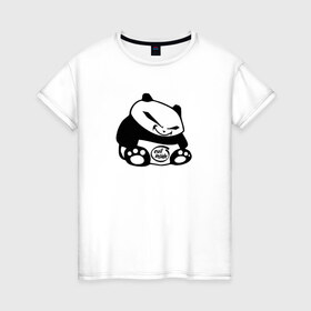 Женская футболка хлопок с принтом evil panda , 100% хлопок | прямой крой, круглый вырез горловины, длина до линии бедер, слегка спущенное плечо | Тематика изображения на принте: 