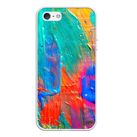 Чехол для Apple iPhone 5/5S силиконовый с принтом Абстракция красок , Силикон | Область печати: задняя сторона чехла, без боковых панелей | мазки | масло | яркий