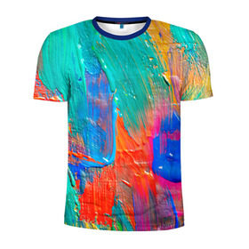 Мужская футболка 3D спортивная с принтом Абстракция красок , 100% полиэстер с улучшенными характеристиками | приталенный силуэт, круглая горловина, широкие плечи, сужается к линии бедра | мазки | масло | яркий