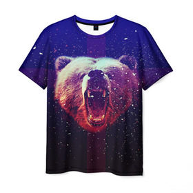 Мужская футболка 3D с принтом BearRoarrr , 100% полиэфир | прямой крой, круглый вырез горловины, длина до линии бедер | 