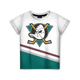 Детская футболка 3D с принтом Anaheim Ducks Selanne , 100% гипоаллергенный полиэфир | прямой крой, круглый вырез горловины, длина до линии бедер, чуть спущенное плечо, ткань немного тянется | anaheim ducks selanne | nhl | спорт | хоккей