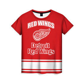 Женская футболка 3D с принтом Detroit red wings , 100% полиэфир ( синтетическое хлопкоподобное полотно) | прямой крой, круглый вырез горловины, длина до линии бедер | detroit red wings | nhl | спорт | хоккей