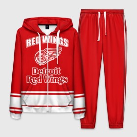 Мужской костюм 3D с принтом Detroit red wings , 100% полиэстер | Манжеты и пояс оформлены тканевой резинкой, двухслойный капюшон со шнурком для регулировки, карманы спереди | Тематика изображения на принте: detroit red wings | nhl | спорт | хоккей