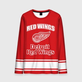 Мужской лонгслив 3D с принтом Detroit red wings , 100% полиэстер | длинные рукава, круглый вырез горловины, полуприлегающий силуэт | Тематика изображения на принте: detroit red wings | nhl | спорт | хоккей