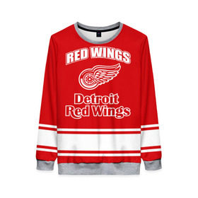 Женский свитшот 3D с принтом Detroit red wings , 100% полиэстер с мягким внутренним слоем | круглый вырез горловины, мягкая резинка на манжетах и поясе, свободная посадка по фигуре | detroit red wings | nhl | спорт | хоккей