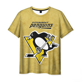 Мужская футболка 3D с принтом Pittsburgh Pinguins , 100% полиэфир | прямой крой, круглый вырез горловины, длина до линии бедер | Тематика изображения на принте: nhl | pittsburgh pinguins | спорт | хоккей