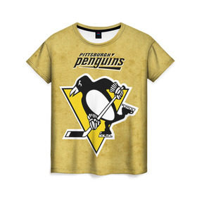 Женская футболка 3D с принтом Pittsburgh Pinguins , 100% полиэфир ( синтетическое хлопкоподобное полотно) | прямой крой, круглый вырез горловины, длина до линии бедер | nhl | pittsburgh pinguins | спорт | хоккей