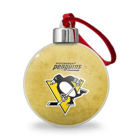 Ёлочный шар с принтом Pittsburgh Pinguins , Пластик | Диаметр: 77 мм | nhl | pittsburgh pinguins | спорт | хоккей