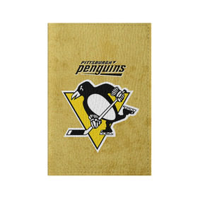 Обложка для паспорта матовая кожа с принтом Pittsburgh Pinguins , натуральная матовая кожа | размер 19,3 х 13,7 см; прозрачные пластиковые крепления | nhl | pittsburgh pinguins | спорт | хоккей