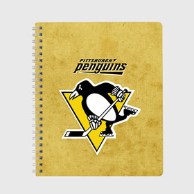 Тетрадь с принтом Pittsburgh Pinguins , 100% бумага | 48 листов, плотность листов — 60 г/м2, плотность картонной обложки — 250 г/м2. Листы скреплены сбоку удобной пружинной спиралью. Уголки страниц и обложки скругленные. Цвет линий — светло-серый
 | nhl | pittsburgh pinguins | спорт | хоккей