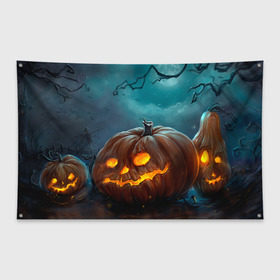 Флаг-баннер с принтом Тыква , 100% полиэстер | размер 67 х 109 см, плотность ткани — 95 г/м2; по краям флага есть четыре люверса для крепления | Тематика изображения на принте: halloween | праздник | тыква | хэллоуин