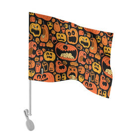 Флаг для автомобиля с принтом Тыковки , 100% полиэстер | Размер: 30*21 см | halloween | праздник | тыква | хэллоуин