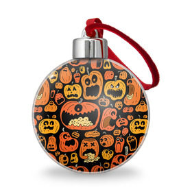 Ёлочный шар с принтом Тыковки , Пластик | Диаметр: 77 мм | Тематика изображения на принте: halloween | праздник | тыква | хэллоуин