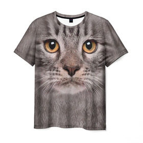 Мужская футболка 3D с принтом Котик , 100% полиэфир | прямой крой, круглый вырез горловины, длина до линии бедер | животное | киса | кот | котик | кошка