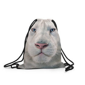 Рюкзак-мешок 3D с принтом Белый лев , 100% полиэстер | плотность ткани — 200 г/м2, размер — 35 х 45 см; лямки — толстые шнурки, застежка на шнуровке, без карманов и подкладки | белый лев | животные | лев