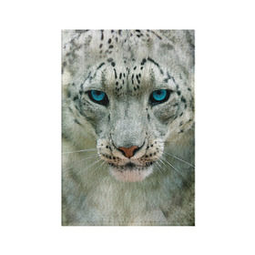 Обложка для паспорта матовая кожа с принтом Снежный барс , натуральная матовая кожа | размер 19,3 х 13,7 см; прозрачные пластиковые крепления | Тематика изображения на принте: барс | животные | кошка | снежный барс