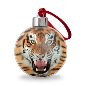 Ёлочный шар с принтом Тигр , Пластик | Диаметр: 77 мм | животные | зубы | кошка | тигр